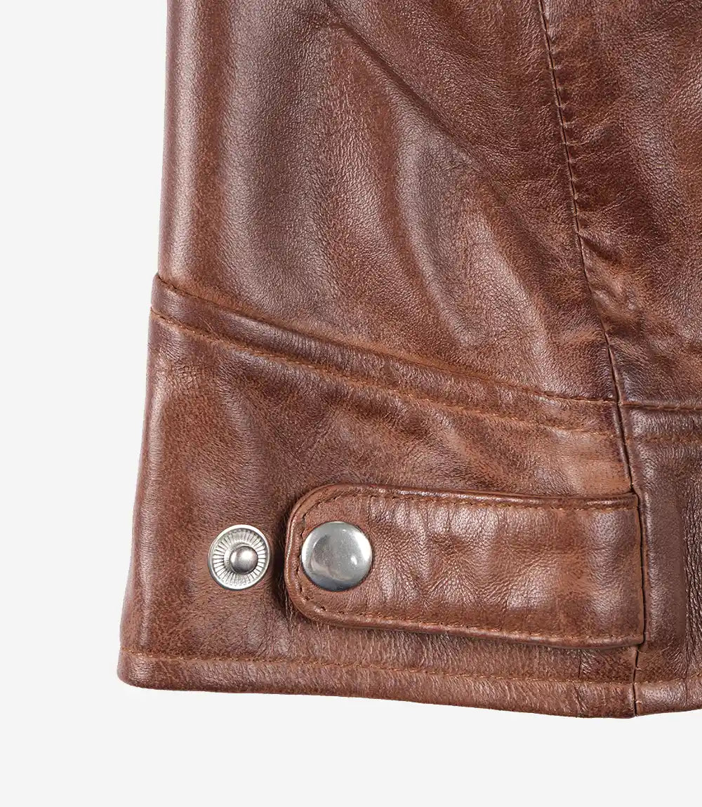Cognac Brown Motorcycle Real Leather Jackets for Womens