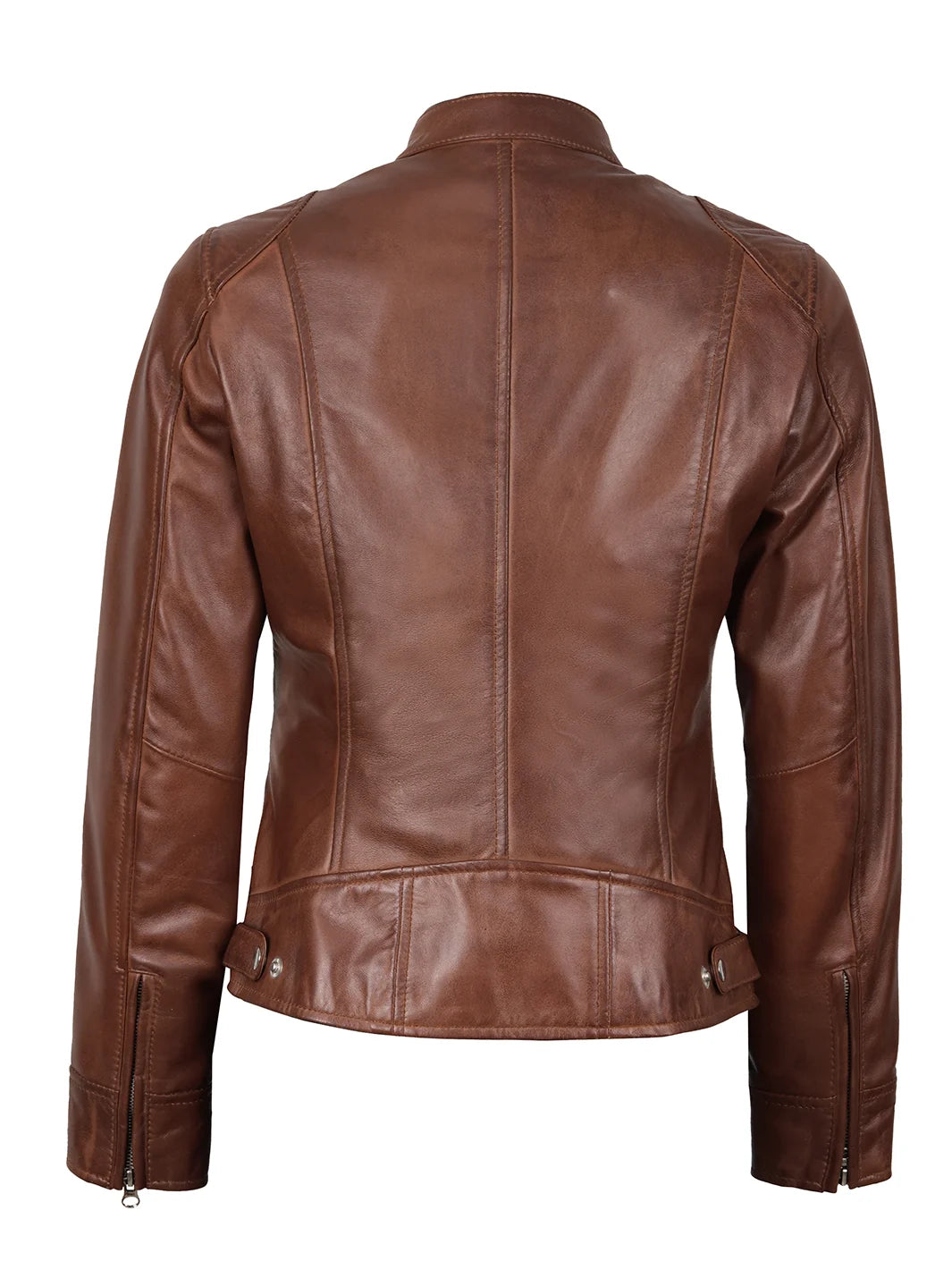 Dodge Women's Cognac Brown Motorcycle Leather Jackets