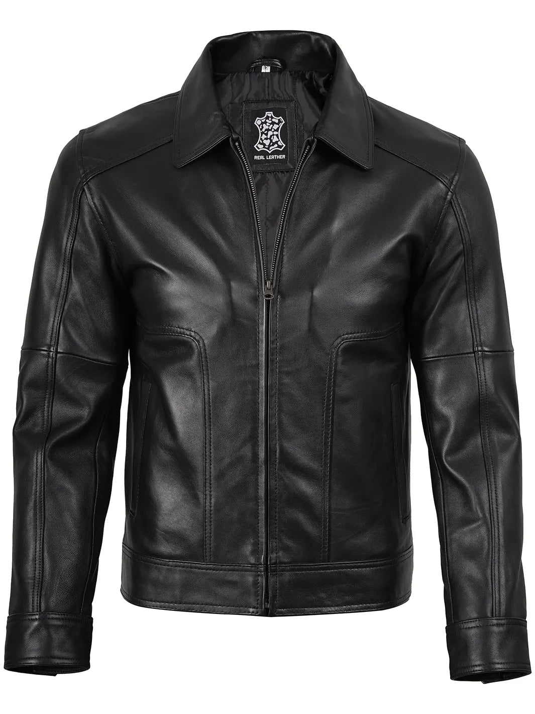 Harrington Vintage Black Leather Jacket Mens