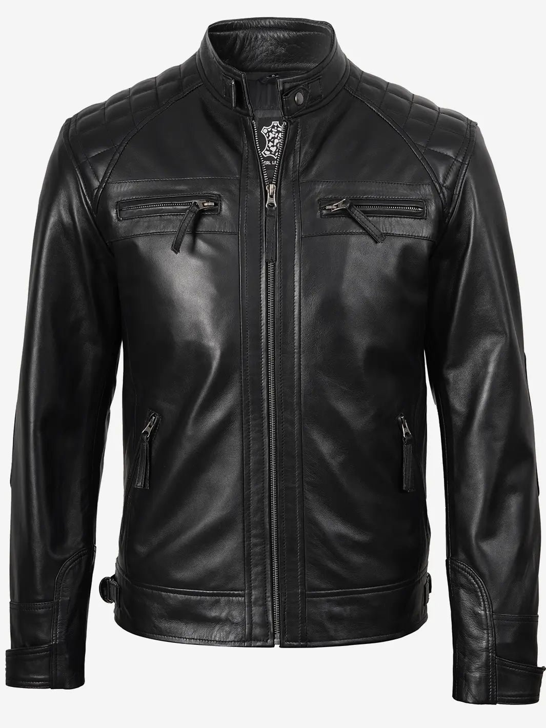Johnson Mens Black Quilted Leather Jacket