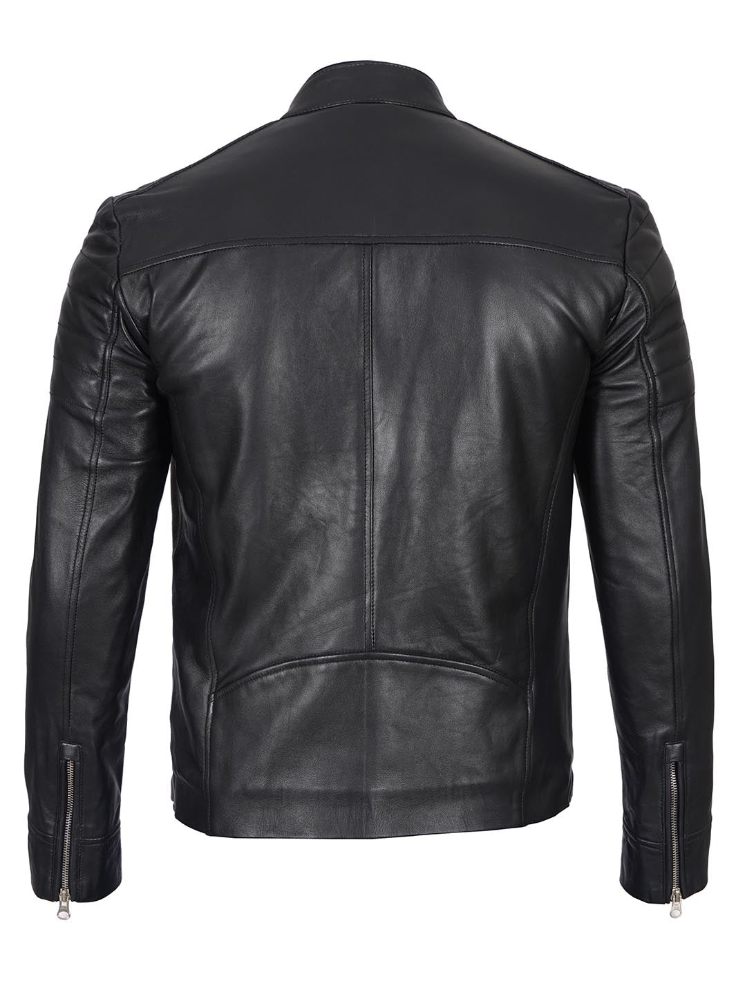 Men's Black Cafe Racer Real Leather Jacket