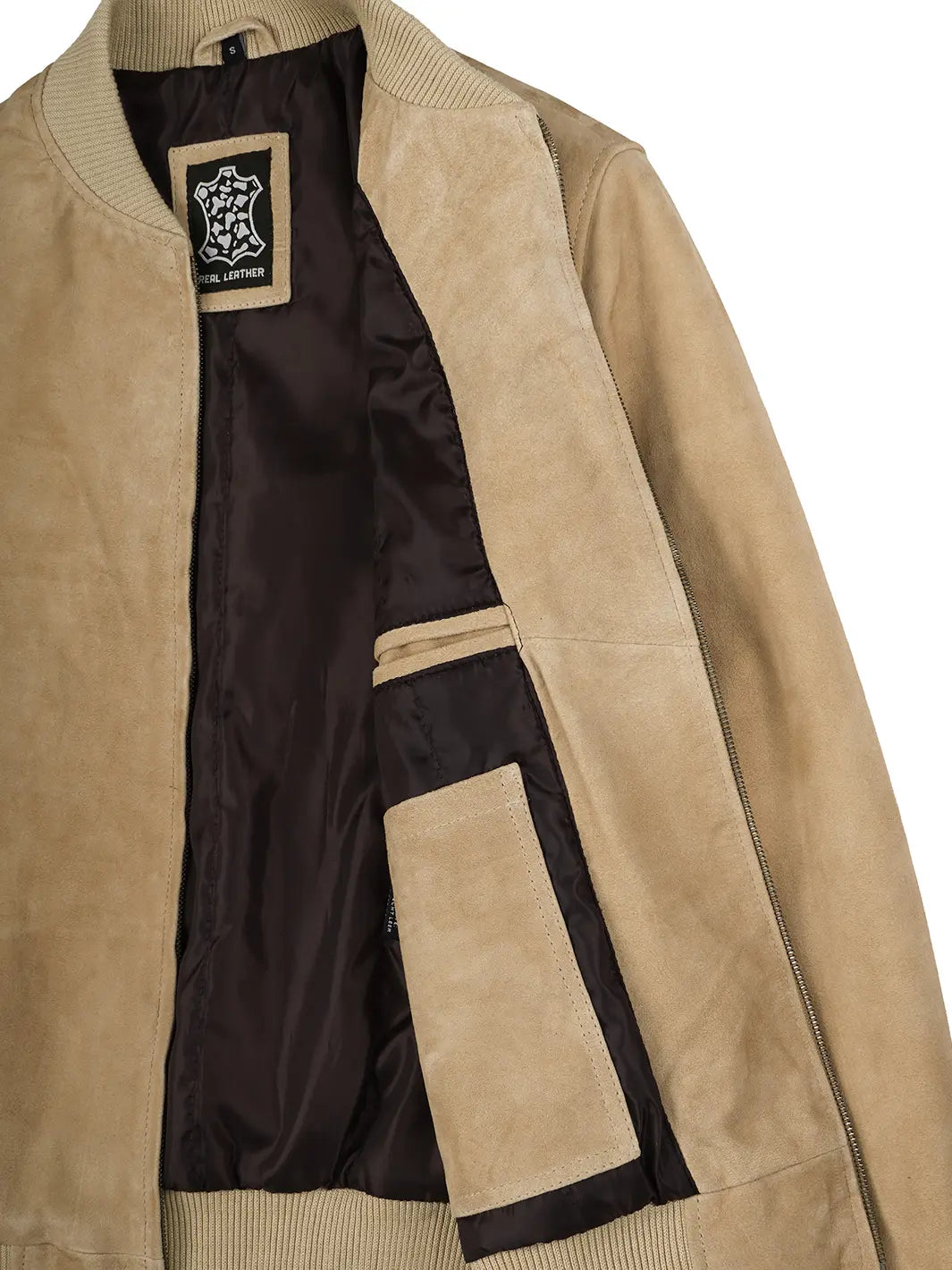 Mens Suede Bomber Jacket Camel 