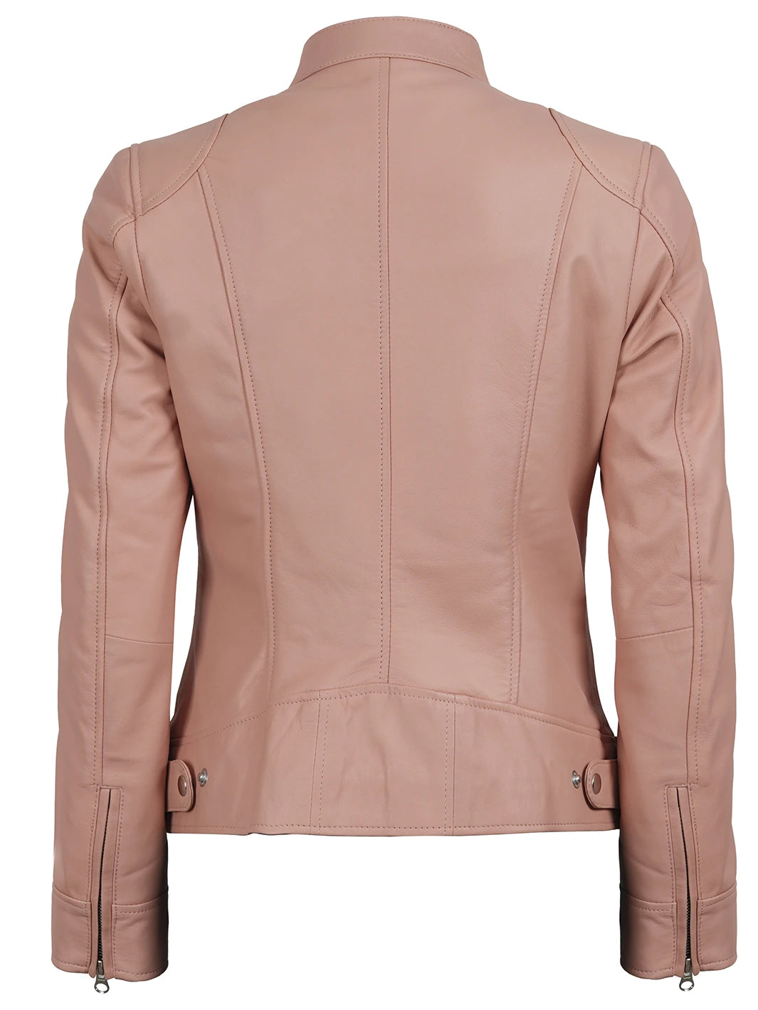 Women Light Pink Motorcycle Leather Jacket