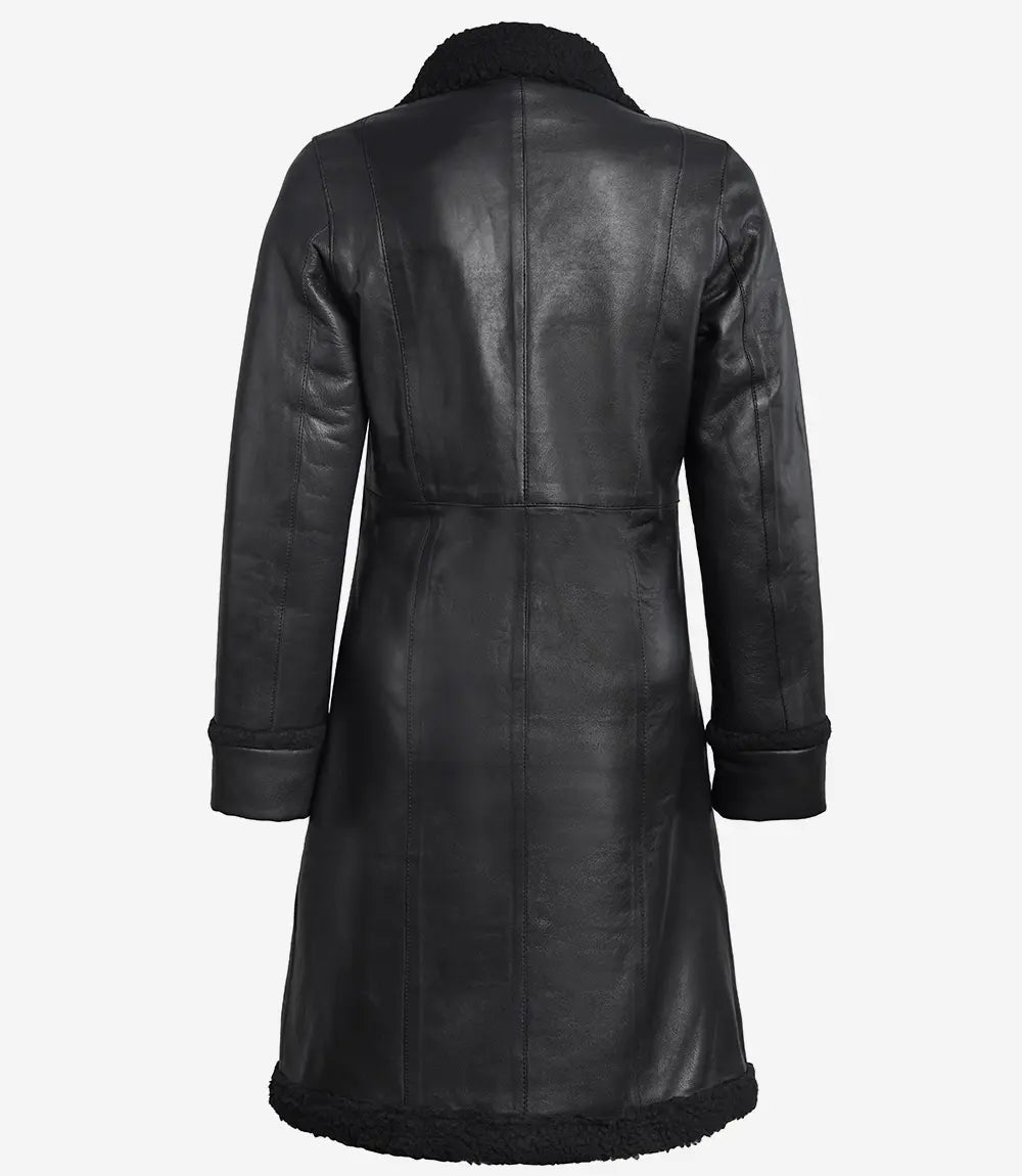 women black shearling leather coat